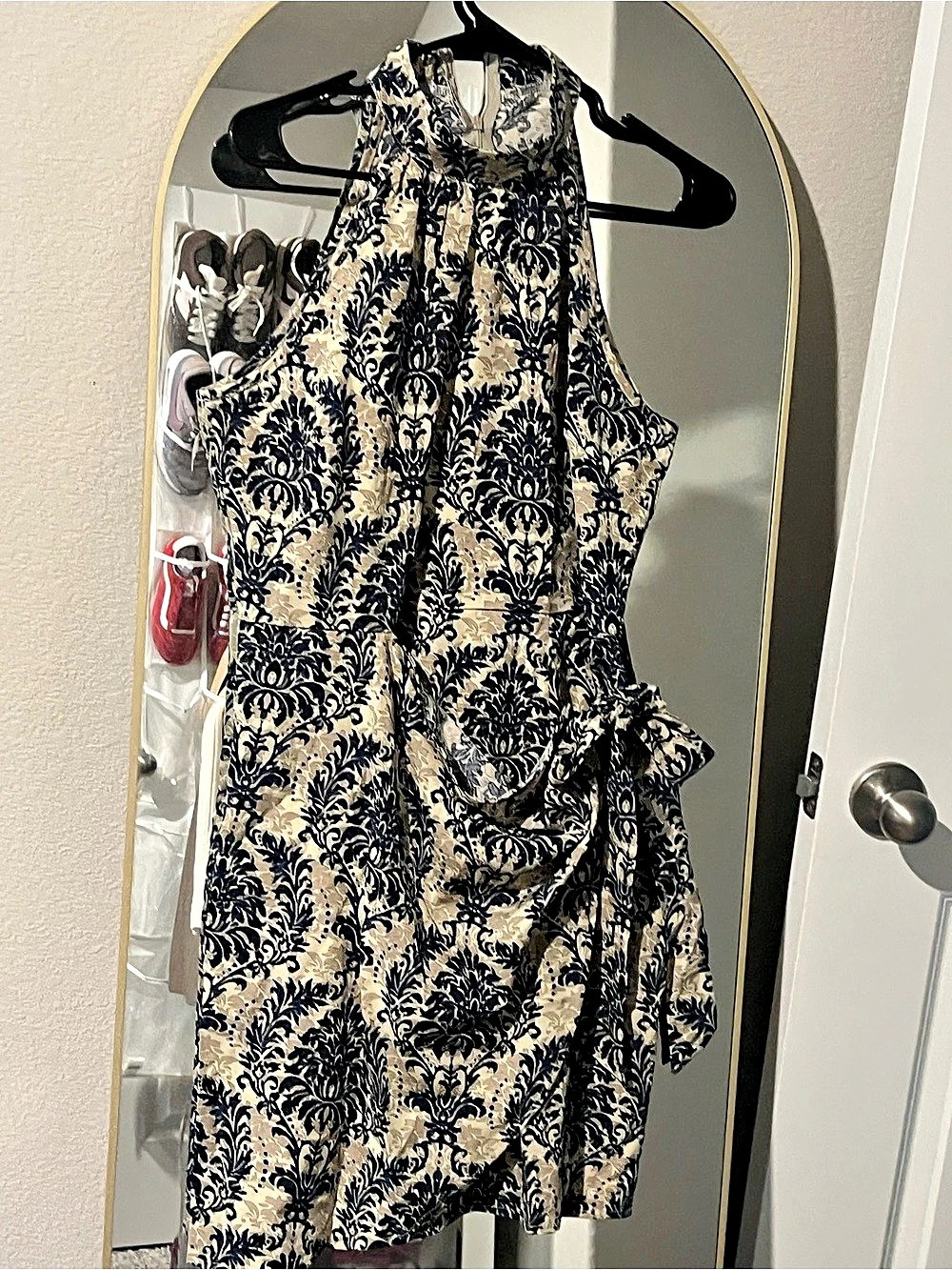 Floral Mini Dress in Blue & Cream Size Large